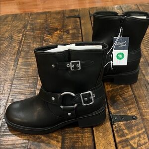 Wide Moto Black Harness Buckle biker ankle  Boots By Target Universal Thread